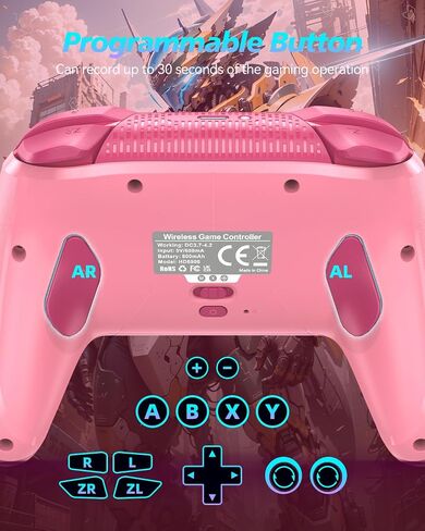 Wireless Switch Controller for Nintendo Switch/Lite/OLED, Bluetooth Game Controller for iPhone/Android/Mobile Phone/PC/Steam/Mac/iPad/TV with Macro/Vibration/Motion Control/Turbo/800mAh Battery in Saudi Arabia