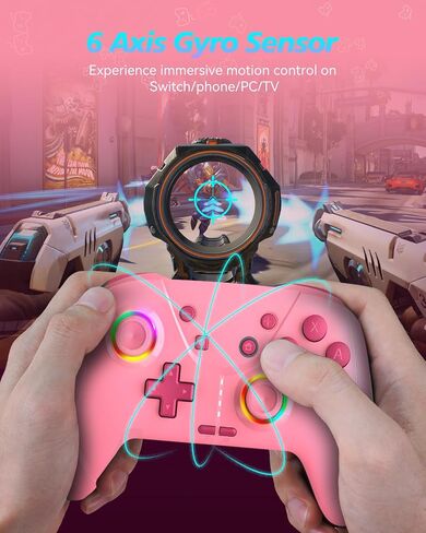 Wireless Switch Controller for Nintendo Switch/Lite/OLED, Bluetooth Game Controller for iPhone/Android/Mobile Phone/PC/Steam/Mac/iPad/TV with Macro/Vibration/Motion Control/Turbo/800mAh Battery in Saudi Arabia