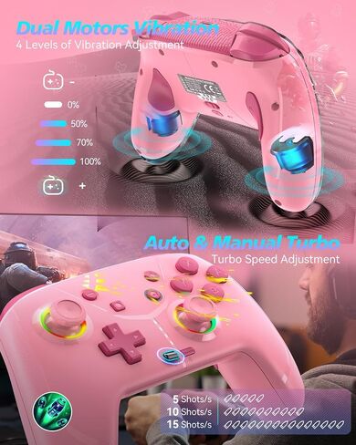 Wireless Switch Controller for Nintendo Switch/Lite/OLED, Bluetooth Game Controller for iPhone/Android/Mobile Phone/PC/Steam/Mac/iPad/TV with Macro/Vibration/Motion Control/Turbo/800mAh Battery in Saudi Arabia