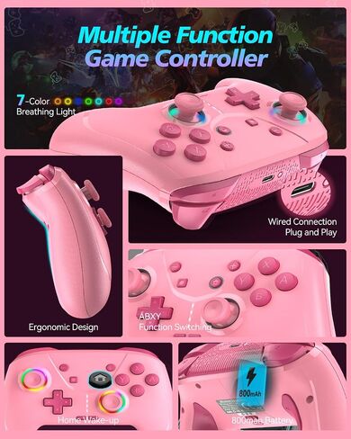 Wireless Switch Controller for Nintendo Switch/Lite/OLED, Bluetooth Game Controller for iPhone/Android/Mobile Phone/PC/Steam/Mac/iPad/TV with Macro/Vibration/Motion Control/Turbo/800mAh Battery in Saudi Arabia