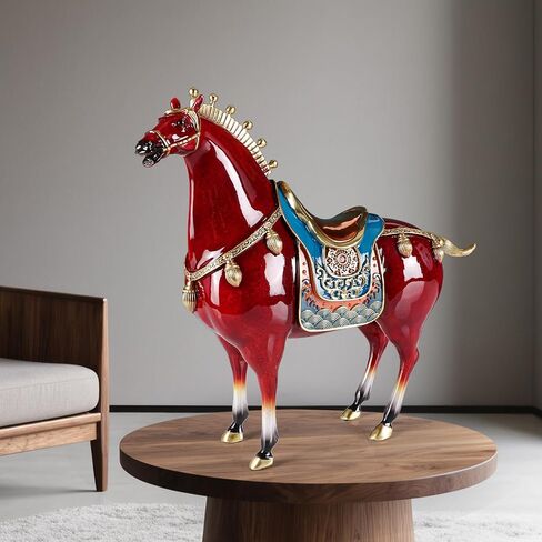 Unique Metal Horse Statue - Tang Dynasty Sculpture for Home Decoration Chinese Art Japanese Zen Brass Fengshui Indoor Office Decor, Blue in Saudi Arabia