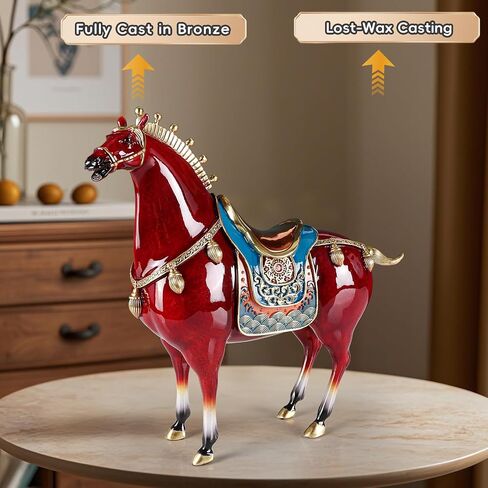 Unique Metal Horse Statue - Tang Dynasty Sculpture for Home Decoration Chinese Art Japanese Zen Brass Fengshui Indoor Office Decor, Blue in Saudi Arabia