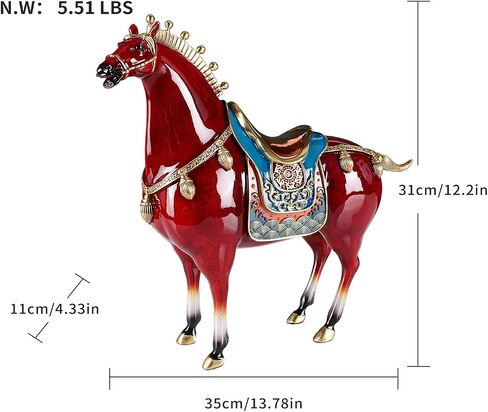 Unique Metal Horse Statue - Tang Dynasty Sculpture for Home Decoration Chinese Art Japanese Zen Brass Fengshui Indoor Office Decor, Blue in Saudi Arabia