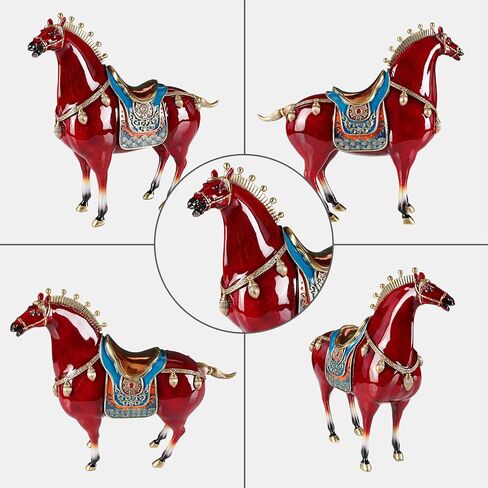 Unique Metal Horse Statue - Tang Dynasty Sculpture for Home Decoration Chinese Art Japanese Zen Brass Fengshui Indoor Office Decor, Blue in Saudi Arabia