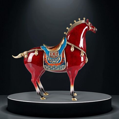 Unique Metal Horse Statue - Tang Dynasty Sculpture for Home Decoration Chinese Art Japanese Zen Brass Fengshui Indoor Office Decor, Blue in Saudi Arabia