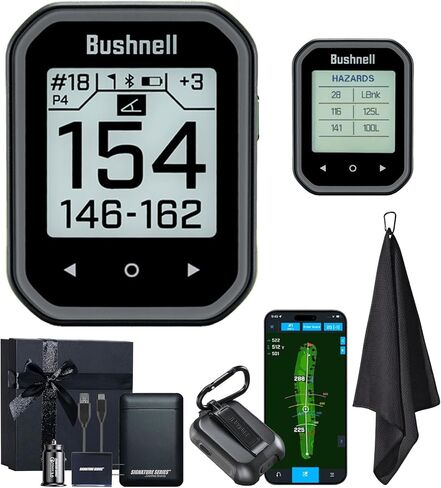 Bushnell Golf Phantom 3 Slope GPS Handlheld (Green) | 38,000+ Courses, Slope Compensation, Hazard Info, Distance Calculator, Scorekeeping, Magnet Mount, Touchscreen | Signature Series Golf Towel in Kuwait