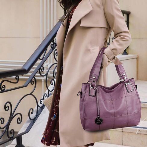 XingChen Women's Leather Handbag Fashion Shoulder Bag Multi-pocket Satchel Tote Purse Hobo Bag with Pendant in Kuwait