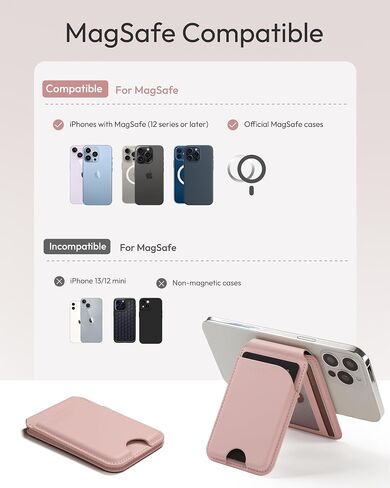 Strong Magnetic Wallet Card Holder, Adjustable Magnetic Phone Wallet Stand with 3 Card slots, RFID Blocking Magnetic Wallet for iPhone 16/15/ 14/13/ 12/ Series, Not for iPhone 13 / 12mini in Kuwait
