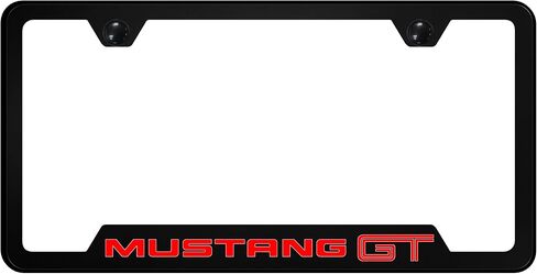 Au-TOMOTIVE GOLD, INC. Officially Licensed UV Print Logo on Black Polycarbonate Notched License Plate Frame for Mustang GT in Saudi Arabia