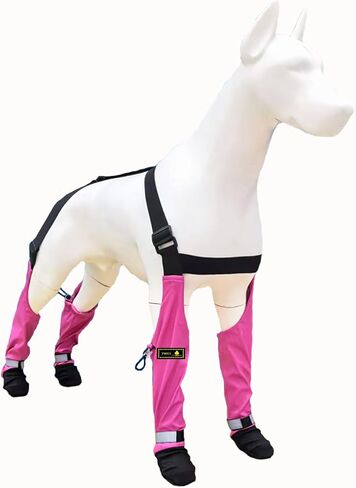Dog Suspender Booties, Dog Paw Boot Leggings Anti-Slip, Dog Snow Pants with Attached Boots Waterproof, Adjustable Suspender Boots for Dogs Winter Snow Rain Hiking Paws Protector in Kuwait