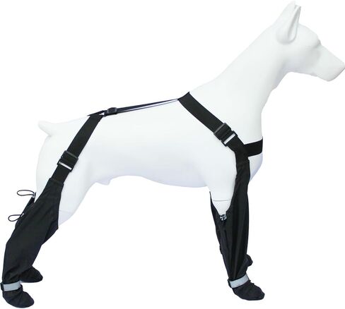 Dog Suspender Booties, Dog Paw Boot Leggings Anti-Slip, Dog Snow Pants with Attached Boots Waterproof, Adjustable Suspender Boots for Dogs Winter Snow Rain Hiking Paws Protector in Kuwait