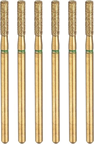 HARFINGTON 6PCS 100-120 حبة الماس بتطحن البت 2 مم من الأسطوانة 2.35 ملم شانك 7 مم طول التيتانيوم مطلي الحجر الحفر الأداة دوارة للأظافر تلميع الطحن in Kuwait