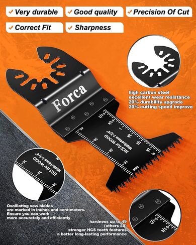 FORCA Multi Tool Blades Kits, 105pcs Universal Oscillating Tools Saw Blades for Wood, Fine Tooth Multitool Blades, Durable High Carbon Steel in Saudi Arabia