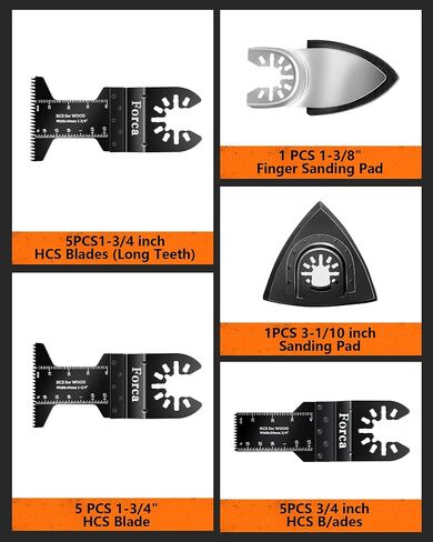 FORCA Multi Tool Blades Kits, 105pcs Universal Oscillating Tools Saw Blades for Wood, Fine Tooth Multitool Blades, Durable High Carbon Steel in Saudi Arabia