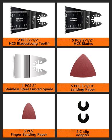 FORCA Multi Tool Blades Kits, 105pcs Universal Oscillating Tools Saw Blades for Wood, Fine Tooth Multitool Blades, Durable High Carbon Steel in Saudi Arabia