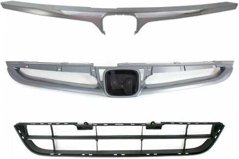 Parts N Go 2006-2007 Accord Sidan Silver & Black Pumper Grille Set - 71122SDAA10 71121SDAA10ZA 71102SDAA00 HO1200179 HO1210118 HO1036101 in Saudi Arabia