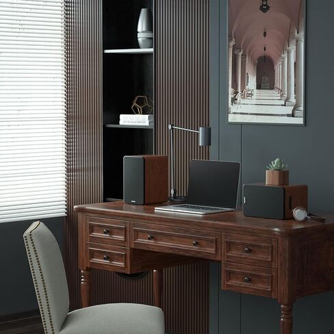 Powered Bookshelf Speakers, 60W Record Player Speakers with 3.5 Inch Woofer, Bluetooth 5.0 Stereo Speakers with Optical/AUX/TV-ARC Connection for Gaming Monitor, Turntable, PC, TV in Kuwait