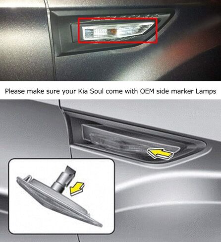 عدسة Ijdmtoy المدخنة كاملة العنبر LED Fender Fender Blinker Side Lights متوافقة مع 2009-2013 Gen1 Kia Soul ، استبدل مصابيح Sidemarker Clear Clear Clear in Saudi Arabia