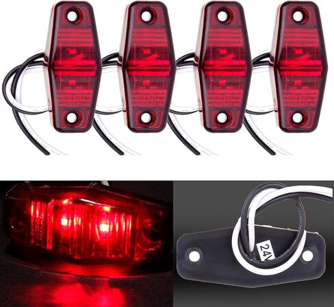 4x 2.5 Inch Oval Side Fender Marker Light Red Lens Universal Surface Mount 2 LED Light Truck Boat Trailer Sealed Mini Trailer Clearance Identification Lights in Saudi Arabia
