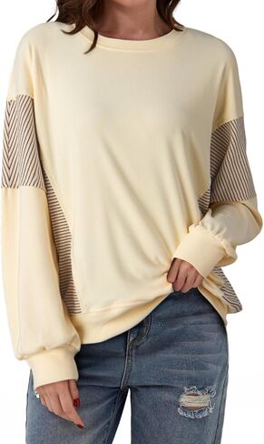 Dokotoo Women's Sweatshirts Color Block Longs Sleeve Pullover Shirts Crewneck Fall Outfits Trendy in Saudi Arabia