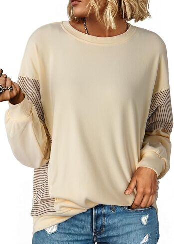 Dokotoo Women's Sweatshirts Color Block Longs Sleeve Pullover Shirts Crewneck Fall Outfits Trendy in Saudi Arabia
