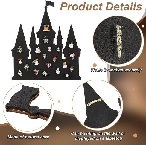 BENECREAT Castle Pin Board Cork Board, 15.6x13.6inch Bulletin Display Board Brooch Jewelry Display Cork Tray for Brooch Pin Collection Display, Office Home and School Decor in Saudi Arabia