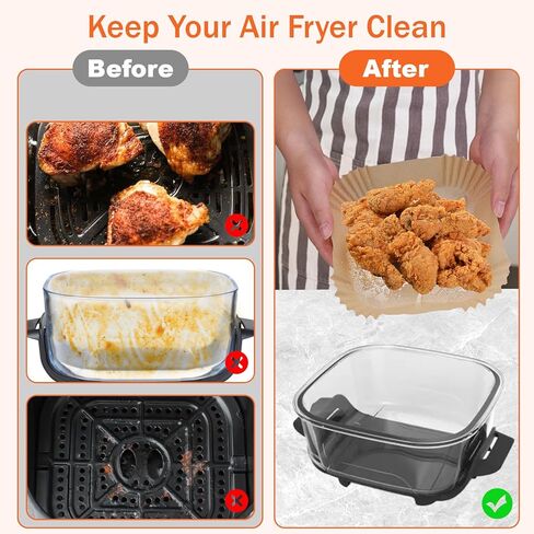 بطانات مقلاة الهواء السيليكون السيليكون للنينجا كريسبي 4-في 1 نظام طبخ الهواء الزجاجي المحمولة ، و 2pcs ملحقات حاويات الجوية الزجاجية ، كبيرة لـ 4-QT وصغيرة لحاوية 6 كوات ، غير لاصقة in Kuwait