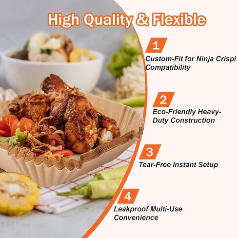 بطانات مقلاة الهواء السيليكون السيليكون للنينجا كريسبي 4-في 1 نظام طبخ الهواء الزجاجي المحمولة ، و 2pcs ملحقات حاويات الجوية الزجاجية ، كبيرة لـ 4-QT وصغيرة لحاوية 6 كوات ، غير لاصقة in Kuwait