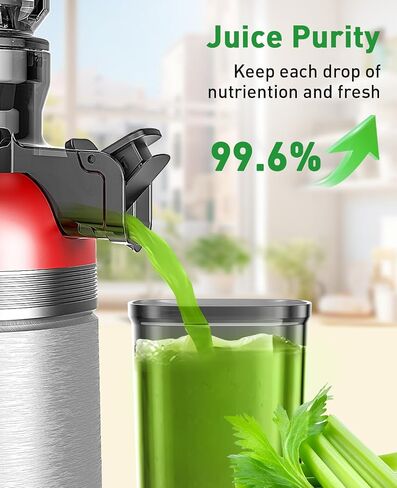 Cold Press Masticating Juicer Machines with Built-in Blades for Slicing Whole Fruits & Vegetables, 4.35" Large Feeding Chute, Quiet & Easy to Clean, 99% High Juice Yield in Saudi Arabia