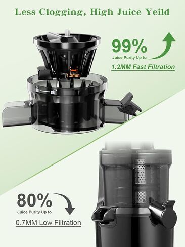 Cold Press Masticating Juicer Machines with Built-in Blades for Slicing Whole Fruits & Vegetables, 4.35" Large Feeding Chute, Quiet & Easy to Clean, 99% High Juice Yield in Saudi Arabia