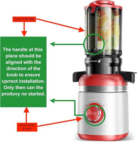 Cold Press Masticating Juicer Machines with Built-in Blades for Slicing Whole Fruits & Vegetables, 4.35" Large Feeding Chute, Quiet & Easy to Clean, 99% High Juice Yield in Saudi Arabia