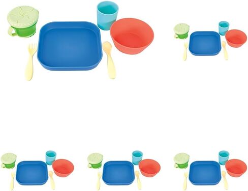 Nuby Toddler Feeding Set – 6 Piece Kids Dinnerware Set with Plate, Bowl, Snack Keeper, Tumbler, Fork & Spoon – Baby Plates and Bowls Set for Mealtime Essentials, 12 M+ in Saudi Arabia