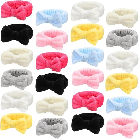 Jexine 24 PCS Facial Spa Makeup Makeup Beadbands Bulk Bow Hair Band Fluffy Spa Beadband for Women Whole Washing Downsing (اللون البسيط) in Kuwait