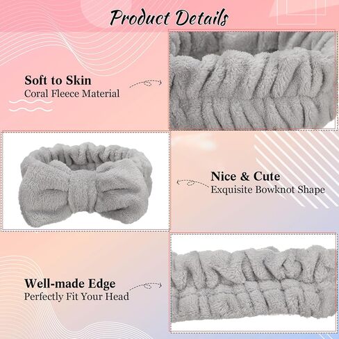Jexine 24 PCS Facial Spa Makeup Makeup Beadbands Bulk Bow Hair Band Fluffy Spa Beadband for Women Whole Washing Downsing (اللون البسيط) in Kuwait