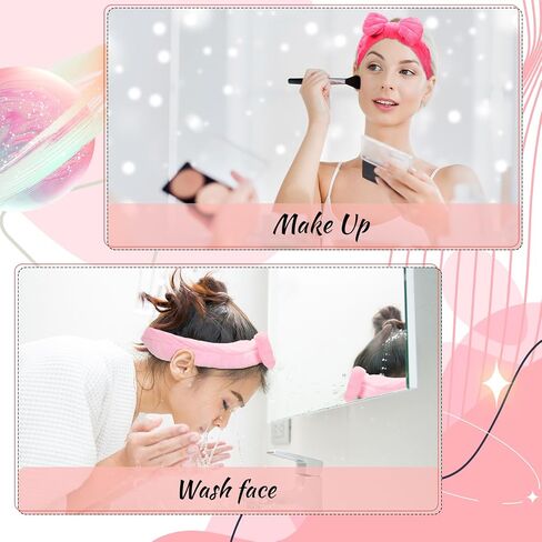 Jexine 24 PCS Facial Spa Makeup Makeup Beadbands Bulk Bow Hair Band Fluffy Spa Beadband for Women Whole Washing Downsing (اللون البسيط) in Kuwait