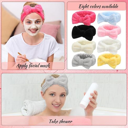 Jexine 24 PCS Facial Spa Makeup Makeup Beadbands Bulk Bow Hair Band Fluffy Spa Beadband for Women Whole Washing Downsing (اللون البسيط) in Kuwait