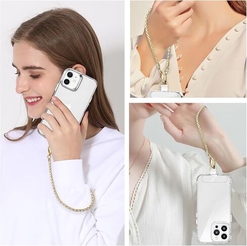 3 pcs Phone Charm with Gold Metal Chain Detachable Lanyard Hand Wrist Smartphone Strap Finger Grip Strap with 4 Patches Tether CellPhone Stand Holder Universal for iPhone 16 Pro Max 15 Charms in Saudi Arabia