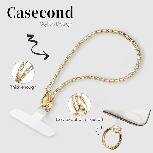 3 pcs Phone Charm with Gold Metal Chain Detachable Lanyard Hand Wrist Smartphone Strap Finger Grip Strap with 4 Patches Tether CellPhone Stand Holder Universal for iPhone 16 Pro Max 15 Charms in Saudi Arabia