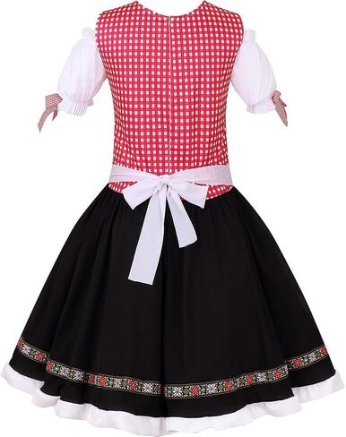 TOONRAIN Oktoberfest Costumes Women Gingham Dress Dirndl Puff Sleeve Plaid Traditional Bohemian for Easter Maid Cosplay Set in Saudi Arabia