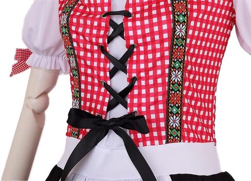 TOONRAIN Oktoberfest Costumes Women Gingham Dress Dirndl Puff Sleeve Plaid Traditional Bohemian for Easter Maid Cosplay Set in Saudi Arabia