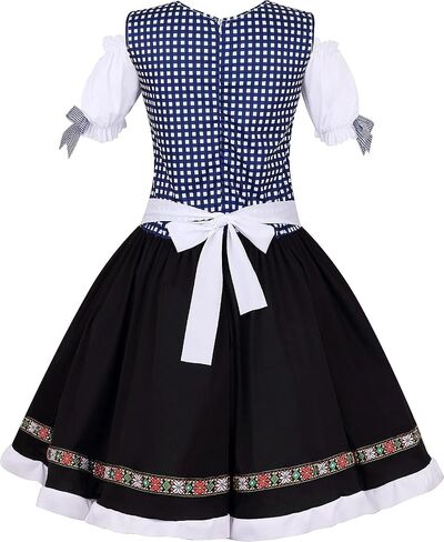 TOONRAIN Oktoberfest Costumes Women Gingham Dress Dirndl Puff Sleeve Plaid Traditional Bohemian for Easter Maid Cosplay Set in Saudi Arabia