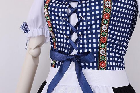 TOONRAIN Oktoberfest Costumes Women Gingham Dress Dirndl Puff Sleeve Plaid Traditional Bohemian for Easter Maid Cosplay Set in Saudi Arabia