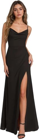 Spaghetti Strap Bridesmaid Dresses Long with Slit Cowl Neck Chiffon Formal Dresses for Women 2025 in Saudi Arabia