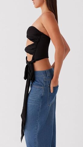 النساء y2k تويست عقدة أنبوب أعلى جوفاء خارج bandeau tops tops tops up blitless الخروج من قمم الصيف in Kuwait