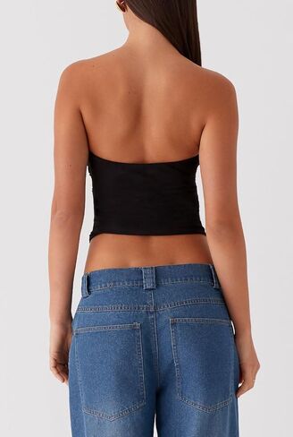 النساء y2k تويست عقدة أنبوب أعلى جوفاء خارج bandeau tops tops tops up blitless الخروج من قمم الصيف in Kuwait