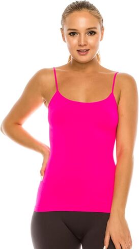 Kurve Women's Basic Seamless Stretch Hip Length Camisole Tank Top - UV Protective Fabric Rated UPF 50+, Made in USA in Saudi Arabia