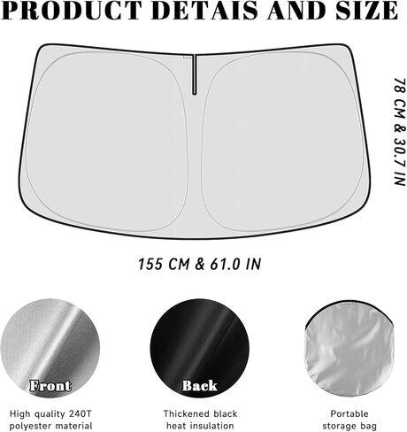 Car Windshield Sun Shown for Honda 2017-2025 Ridgeline Accessories (OEM Design) عاكس عزل عزل حراري قابلة للطي Sunshade للحماية النهائية in Kuwait