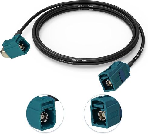 Fakra Z Female Right Angle to Fakra Z Straight Female RG174 Extension Cable 2.5m/8.2ft for Car SUV Stereo Head Unit GPS Navigation FM AM Radio Sirius XM Satellite Radio 4G LTE TEL Telematics in Kuwait