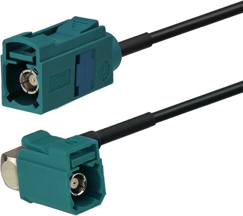 Fakra Z Female Right Angle to Fakra Z Straight Female RG174 Extension Cable 2.5m/8.2ft for Car SUV Stereo Head Unit GPS Navigation FM AM Radio Sirius XM Satellite Radio 4G LTE TEL Telematics in Kuwait