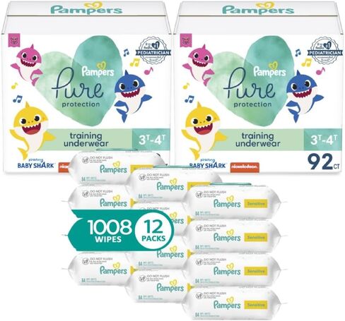 Pampers Pure Pants 4T5T (2 x 80 Count with Sensitive Water Based Baby Wipes, 12X Pop-Top Packs (1008 Count) in Saudi Arabia